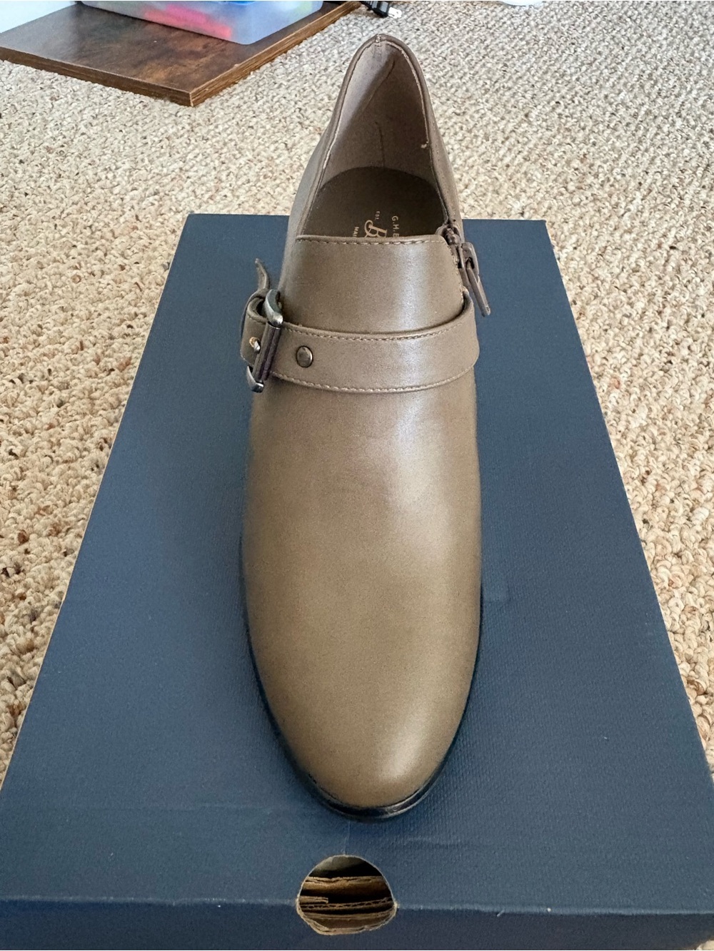 Men's Brown Leather Buckle Slip-On Dress Shoe